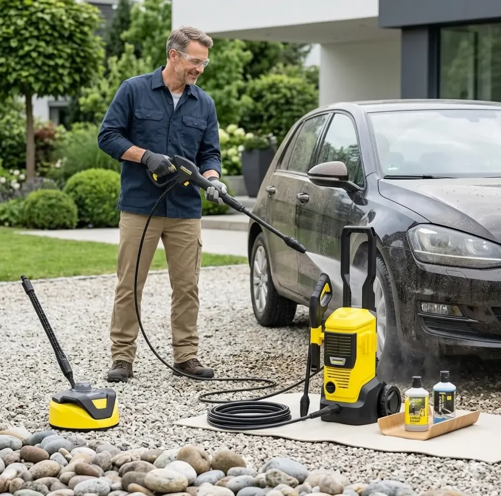 Nettoyeur haute pression Kärcher K4 Power Control idéal pour le nettoyage de voiture, vélo et mobilier de jardin