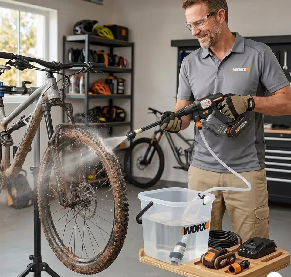 Worx Nitro Hydroshot WG633E : pistolet de nettoyage haute pression sur batterie pour usage nomade et extérieur