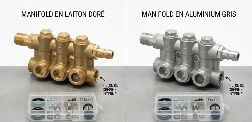 comparaison culasse laiton et aluminium pour pompe
nettoyeur haute pression thermique professionnel